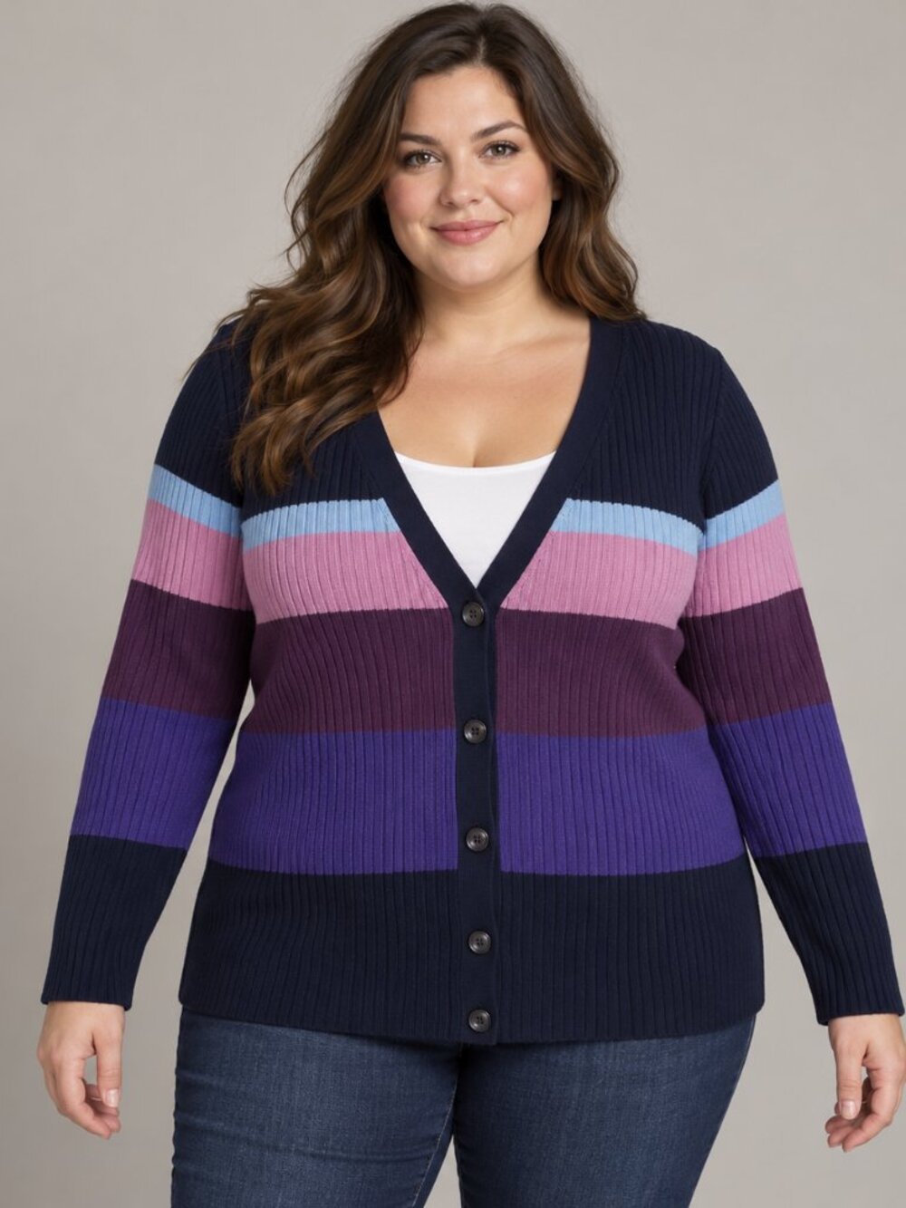 Lane Bryant Colorblock Ribbed Cardigan – Size 18/20